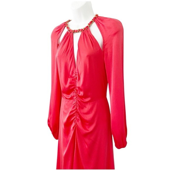 Veronica Beard Fayla Silk Chain-Detail Cutout Midi Dress Watermelon size 2 - Picture 3 of 15